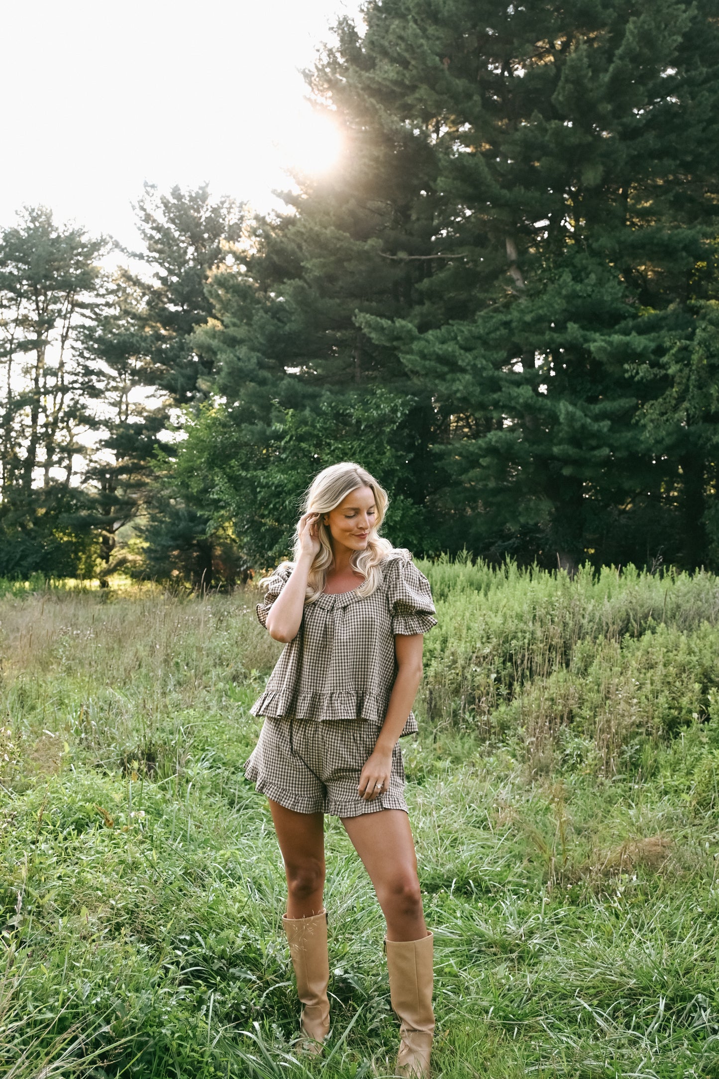'Kolby' Frill Gingham Shorts