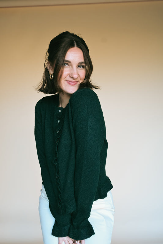 'Ivy' Ruffle Top in Evergreen