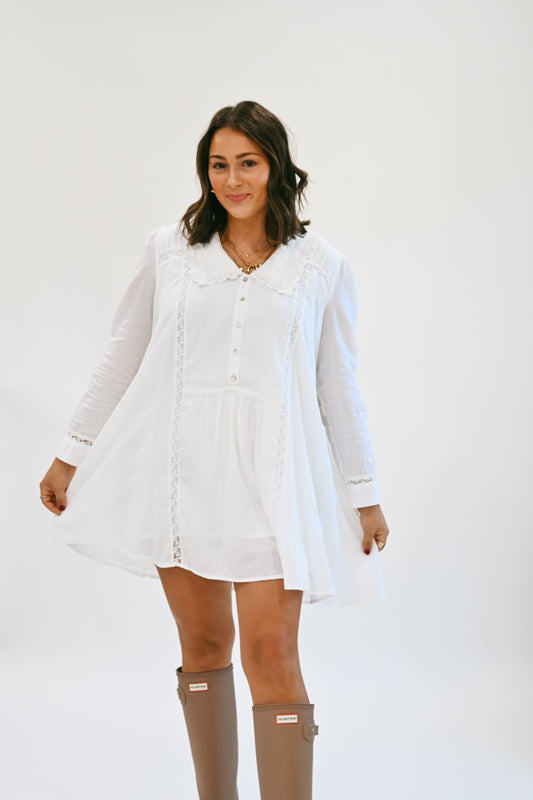 'Harmony' Cotton Dress in White