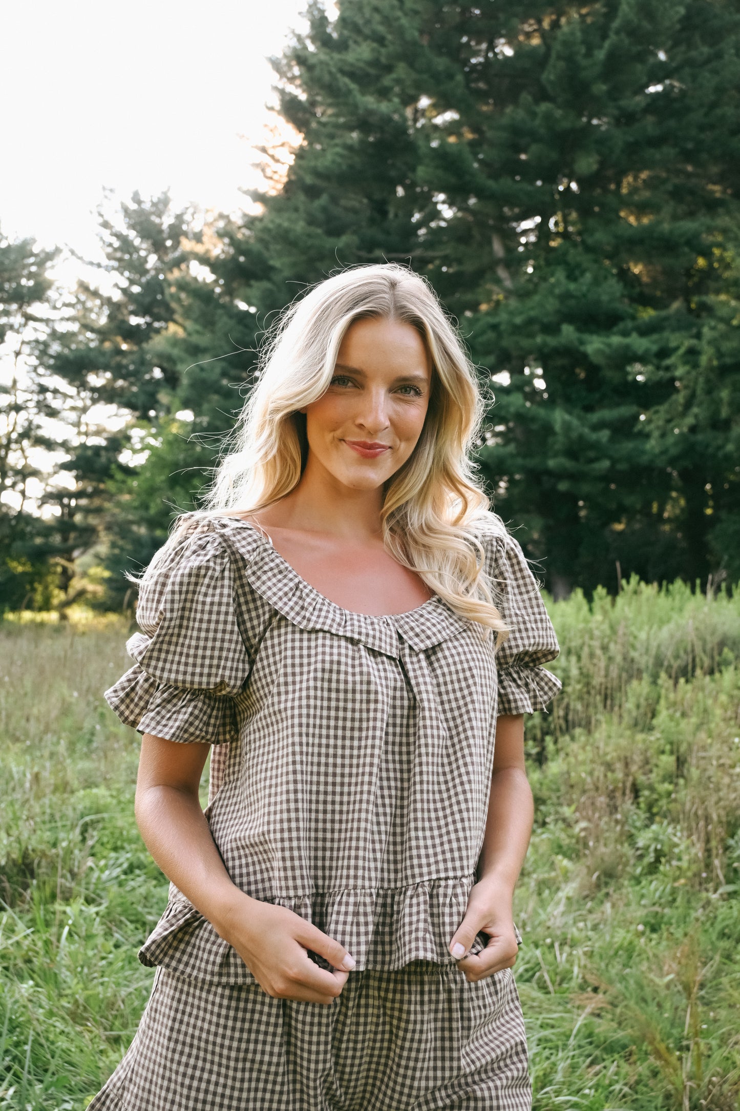 'Kolby' Frill Gingham Top