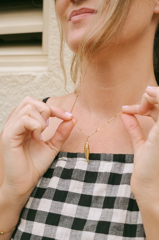'Coralie' 18K Gold Fish Pendant Necklace