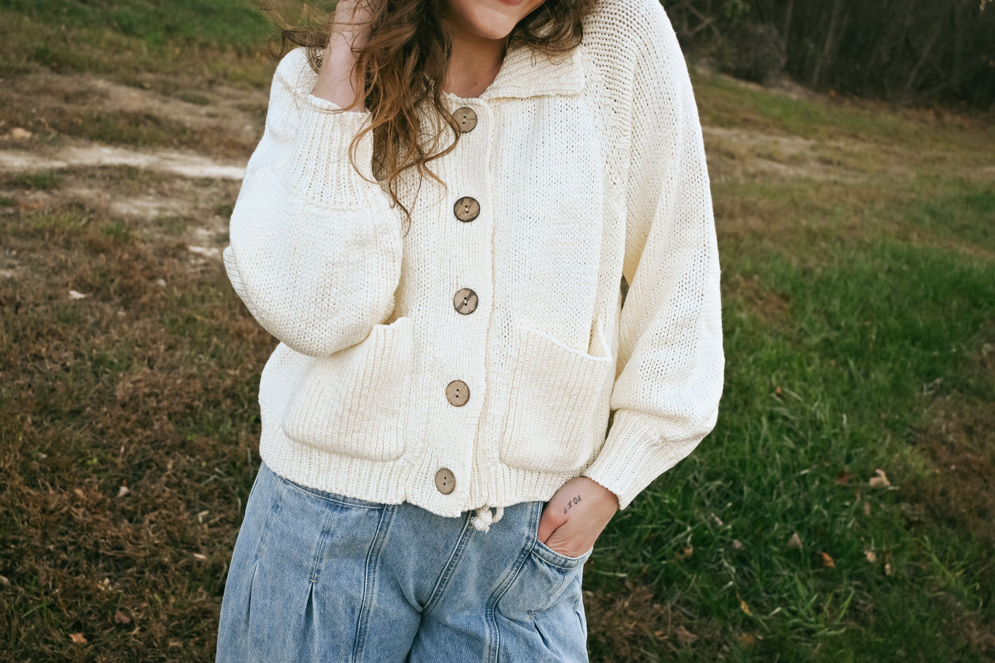 'Lucia' Cardigan in Ivory