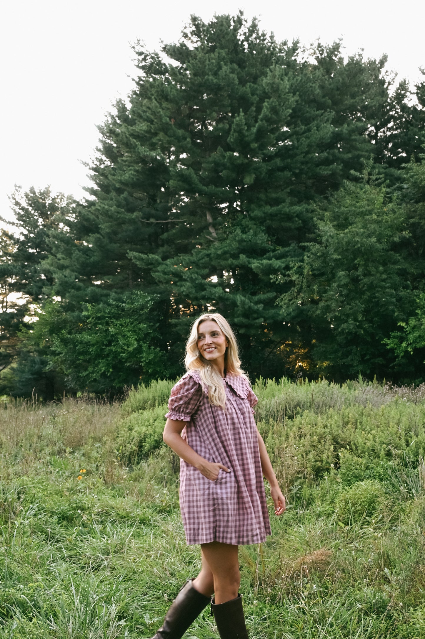 'Jones' Cotton Dress in Mauve