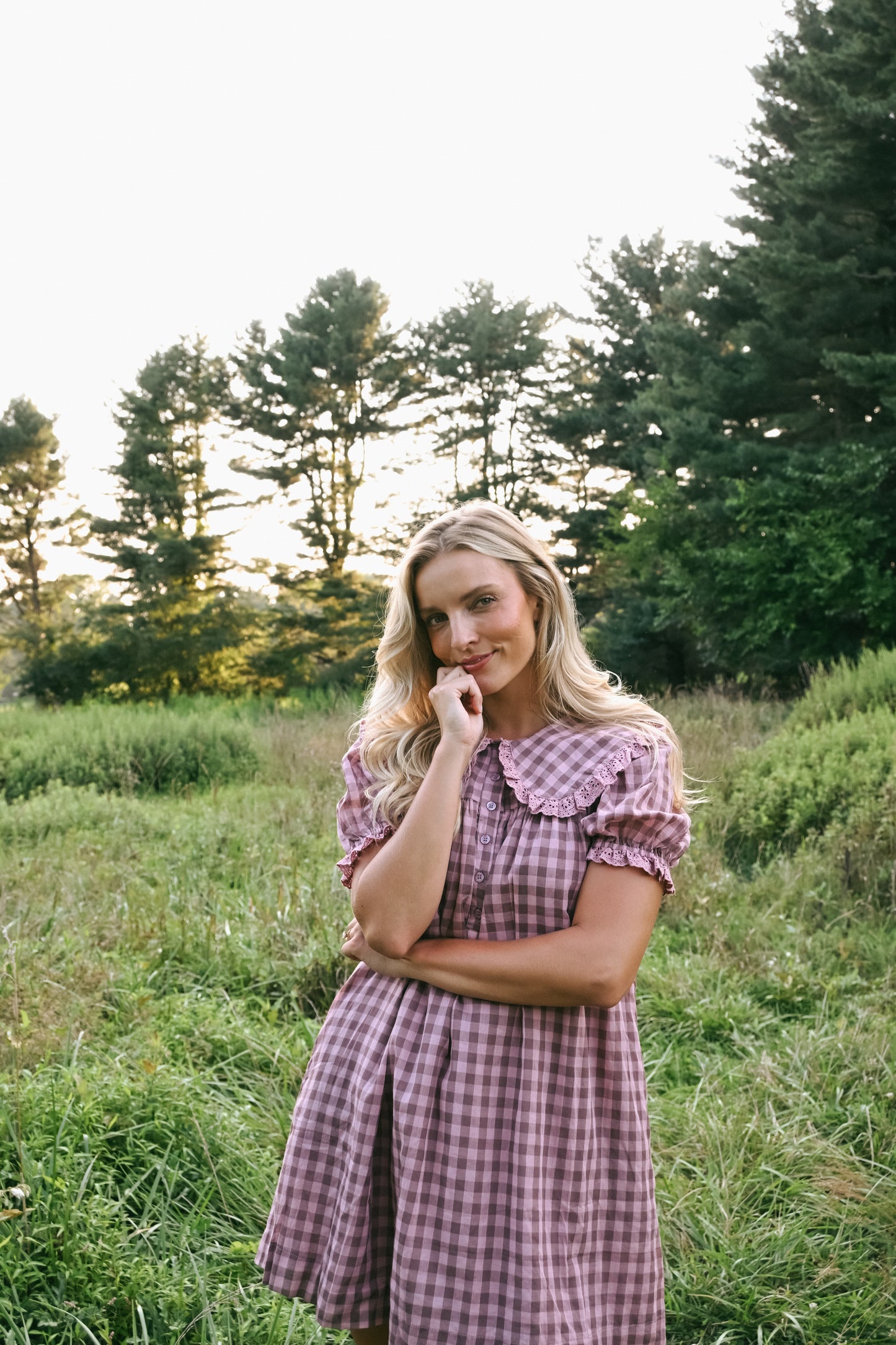 'Jones' Cotton Dress in Mauve