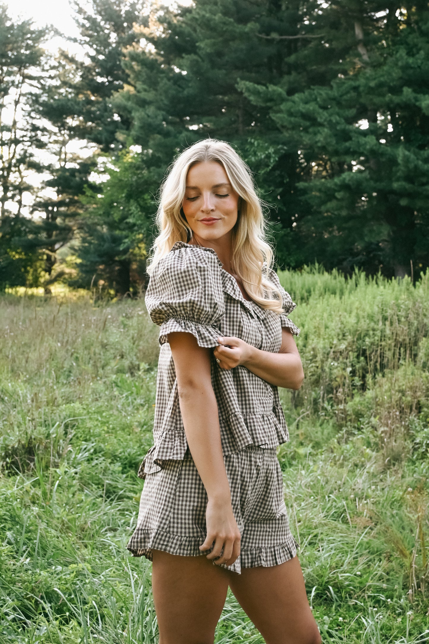 'Kolby' Frill Gingham Top