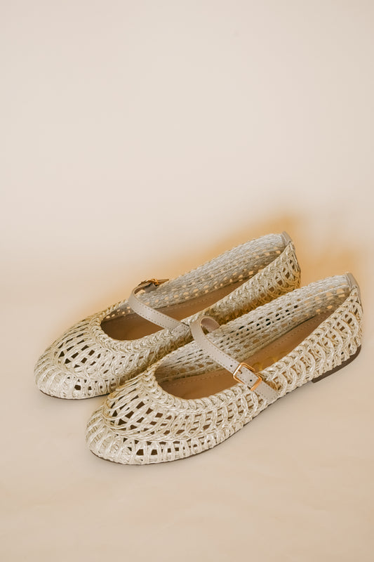 'Siena' Woven Flats in Natural