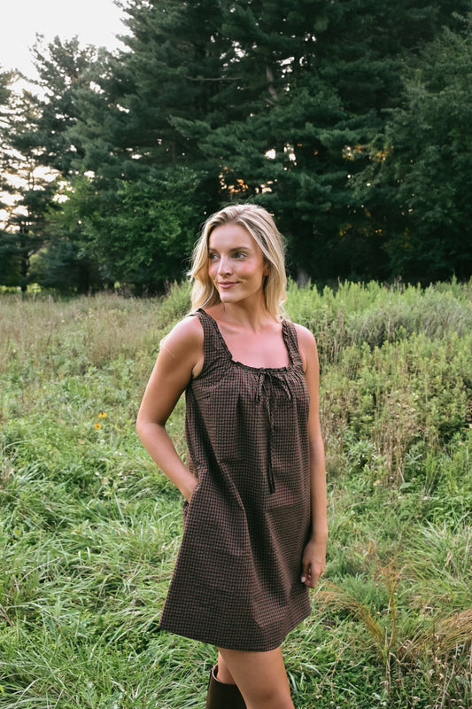 'Gabby' Dress in Chocolate Plaid