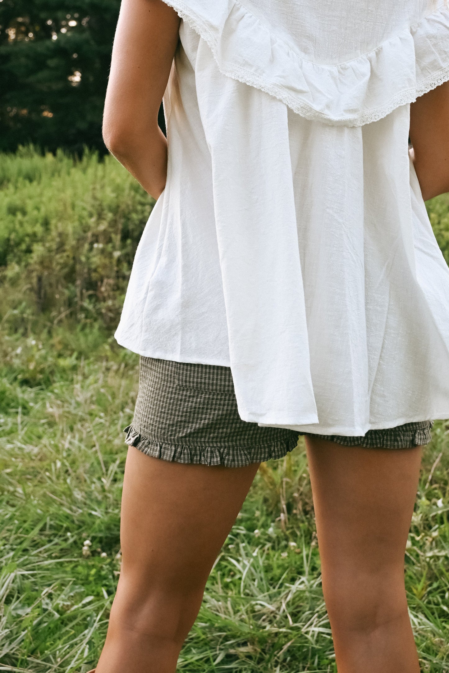'Junie' Ruffle Shorts in Olive