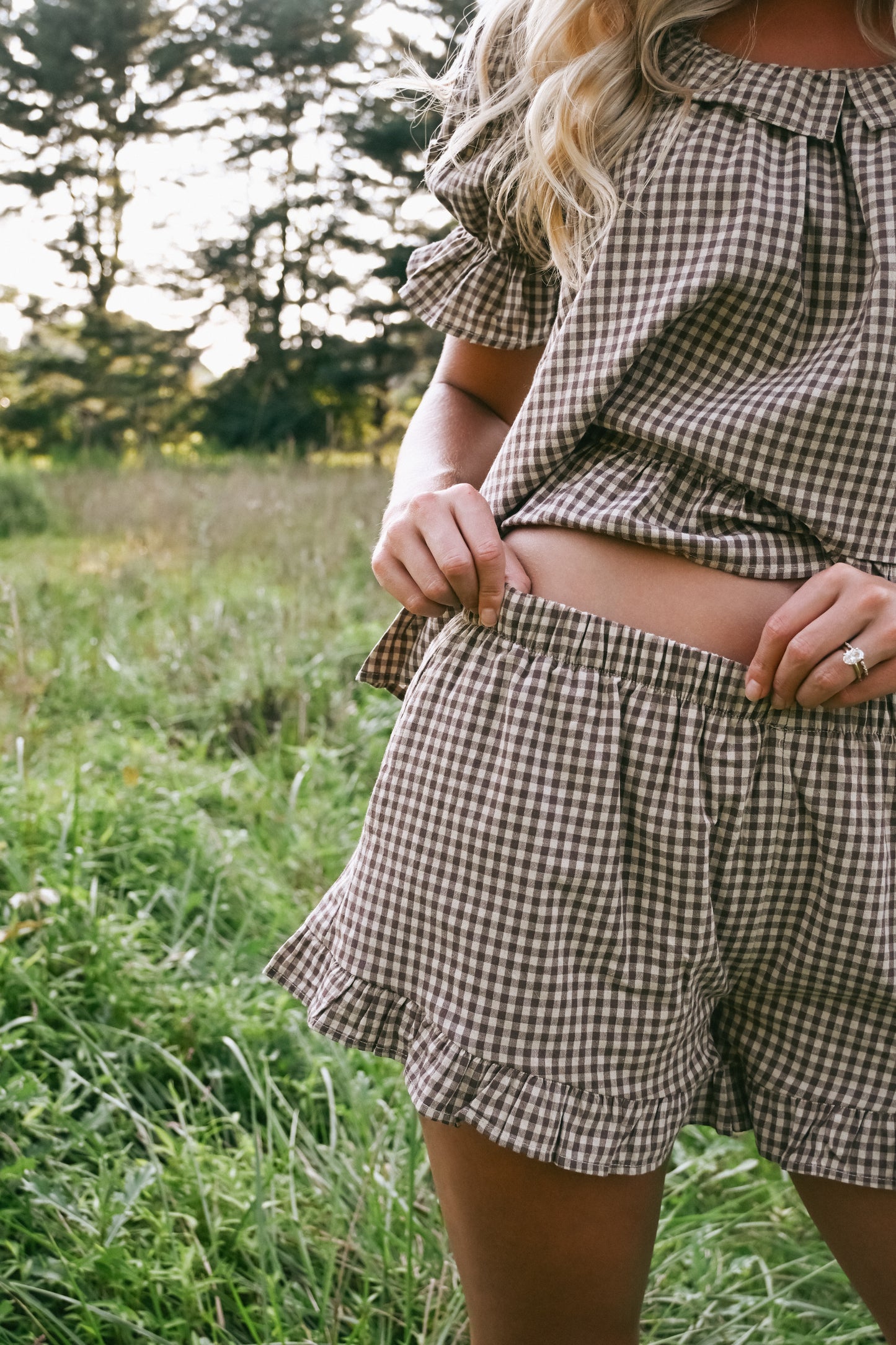 'Kolby' Frill Gingham Shorts