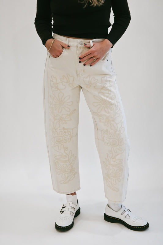 RESTOCKED ‘Windom' Embroidered Barrel Jeans
