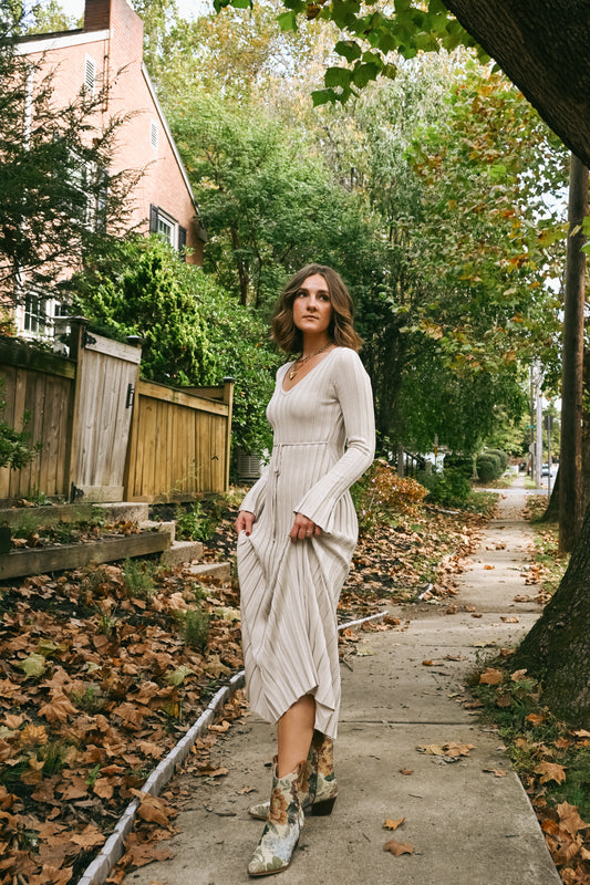 'Camilla' Midi Dress in Beige
