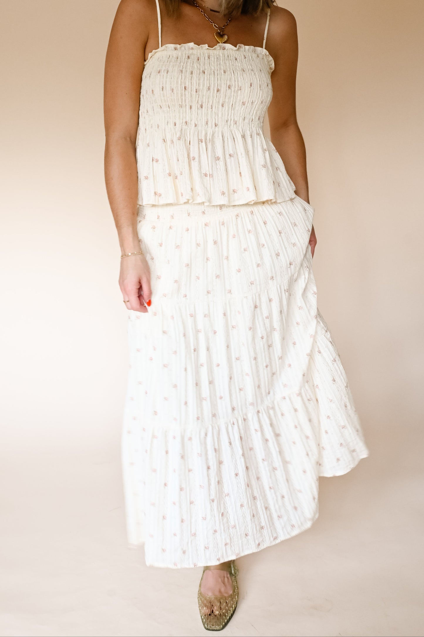 'Senna' Floral Set Skirt in Butter Yellow