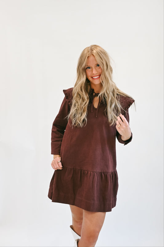 'Elsa' Collared Dress in Wine