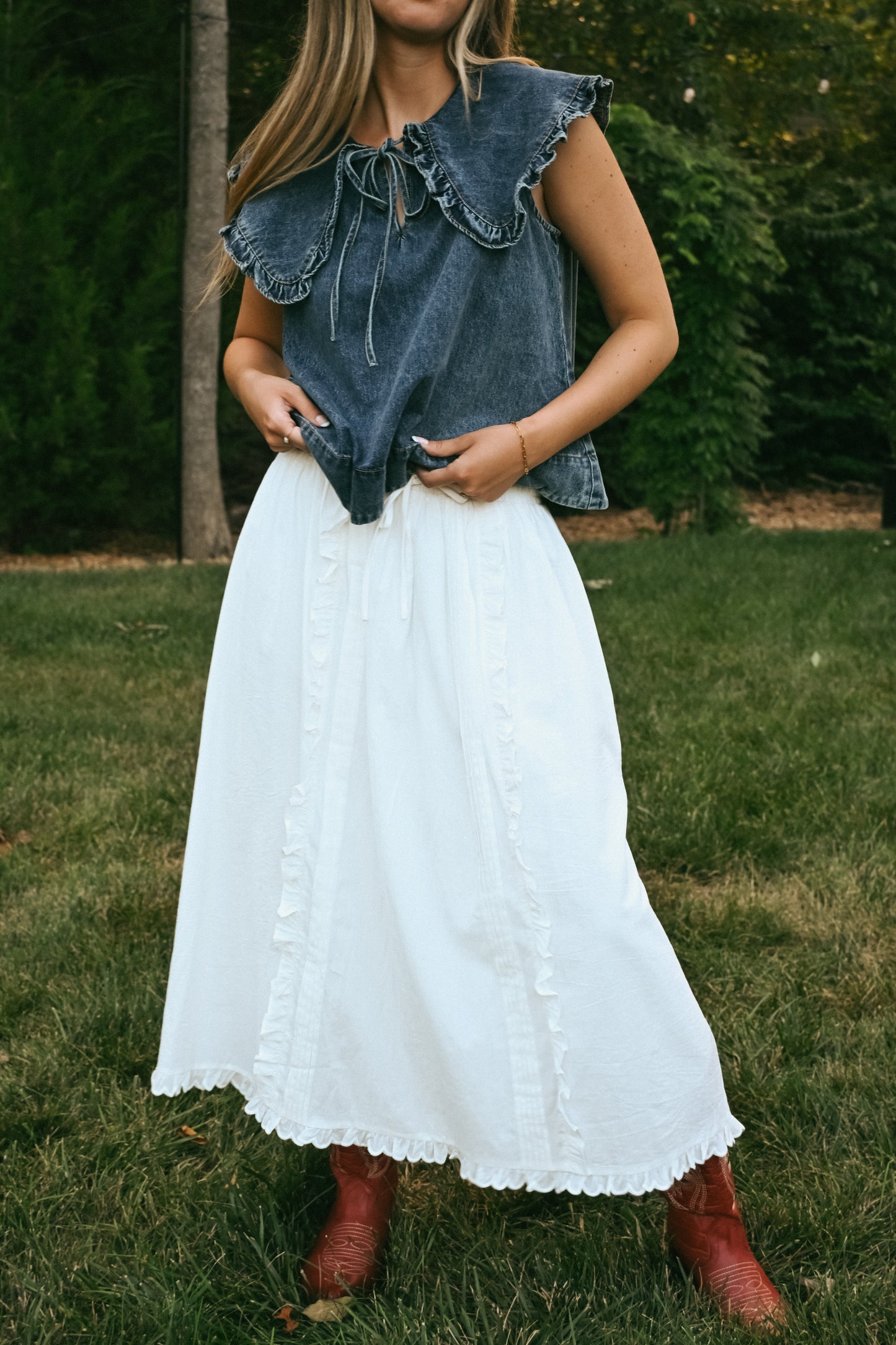 'Morgan' Midi Skirt in White