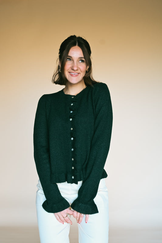 'Ivy' Ruffle Top in Evergreen