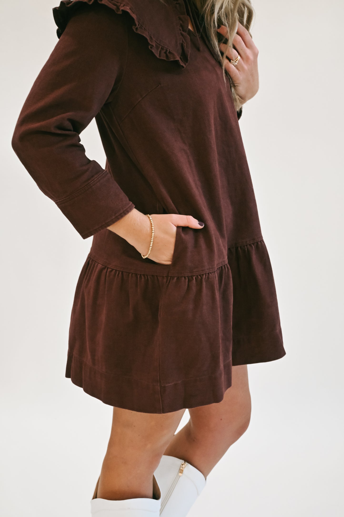 'Elsa' Collared Dress in Wine