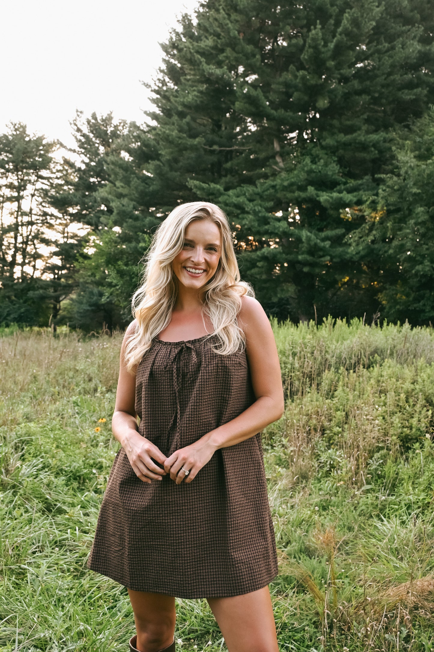 'Gabby' Dress in Chocolate Plaid
