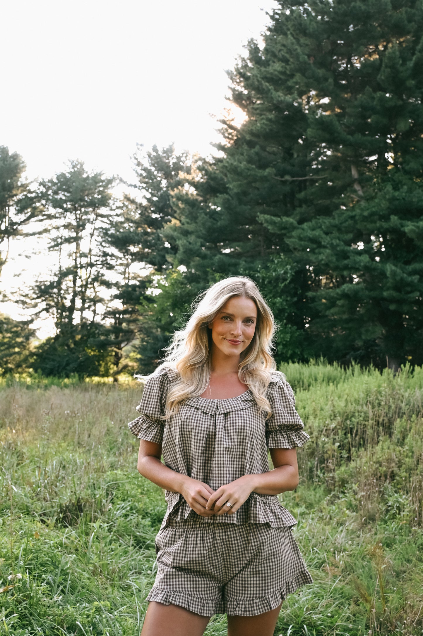 'Kolby' Frill Gingham Top