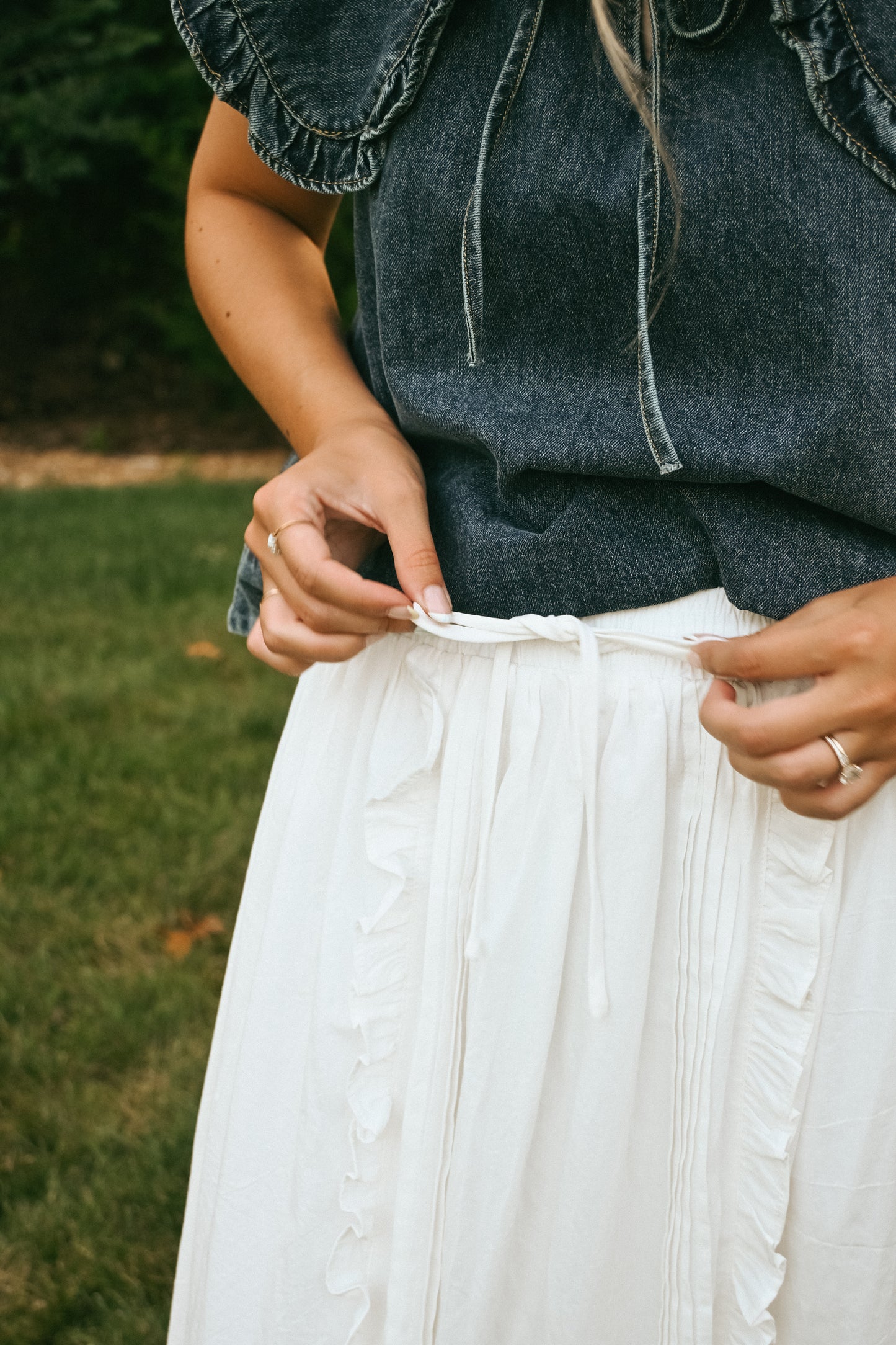 'Morgan' Midi Skirt in White