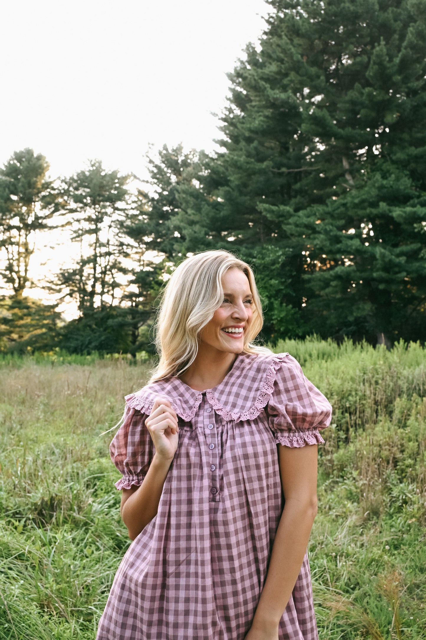 'Jones' Cotton Dress in Mauve