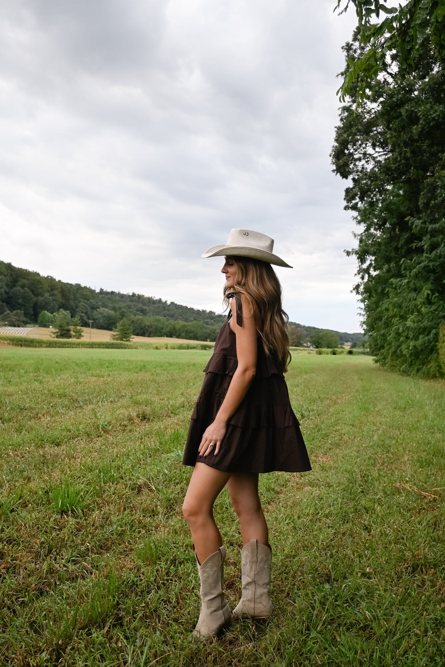 'Colette' Cotton Dress in Chocolate