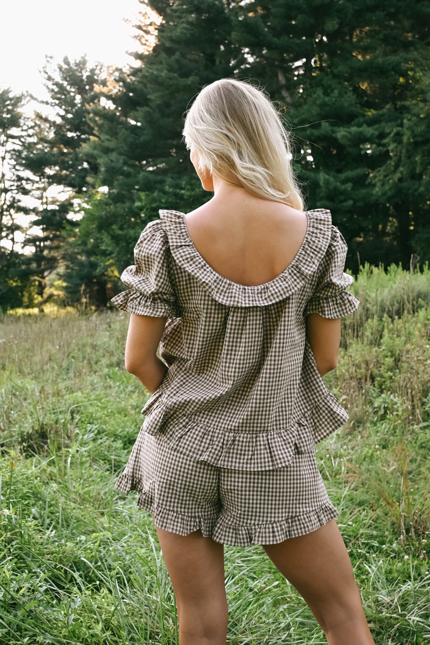 'Kolby' Frill Gingham Shorts