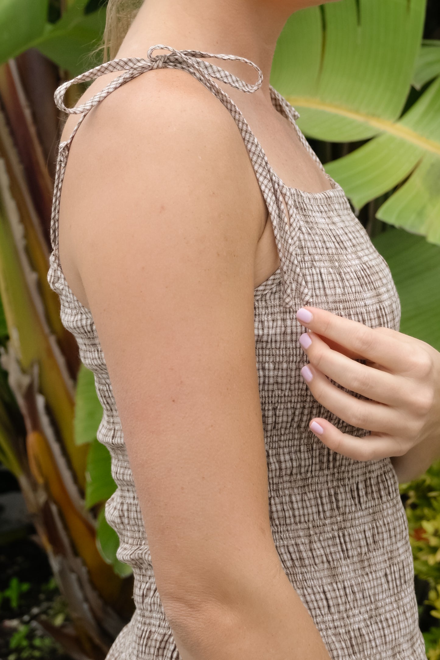 'Cambri' Smocked Dress in Chestnut