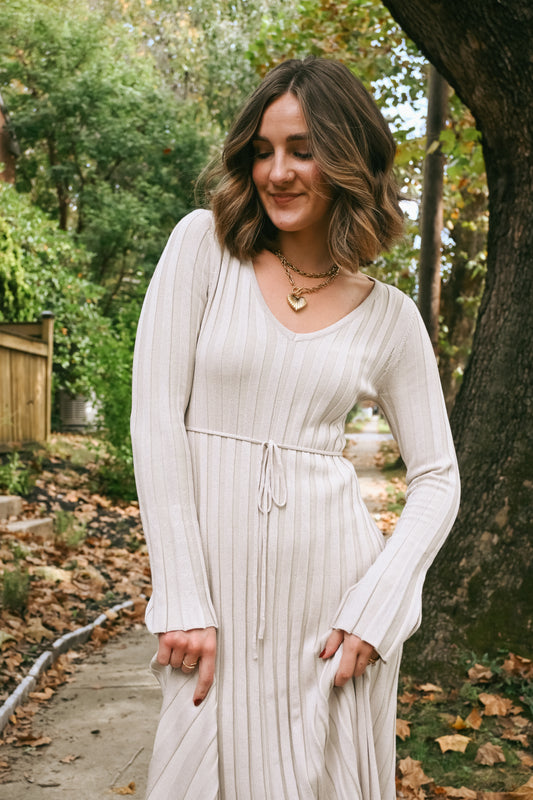 'Camilla' Midi Dress in Beige