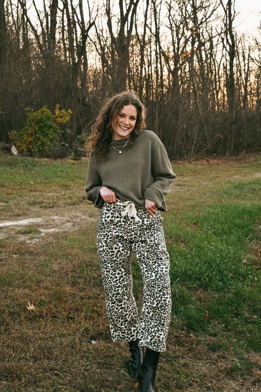 'Bailey' Leopard Barrel Pants