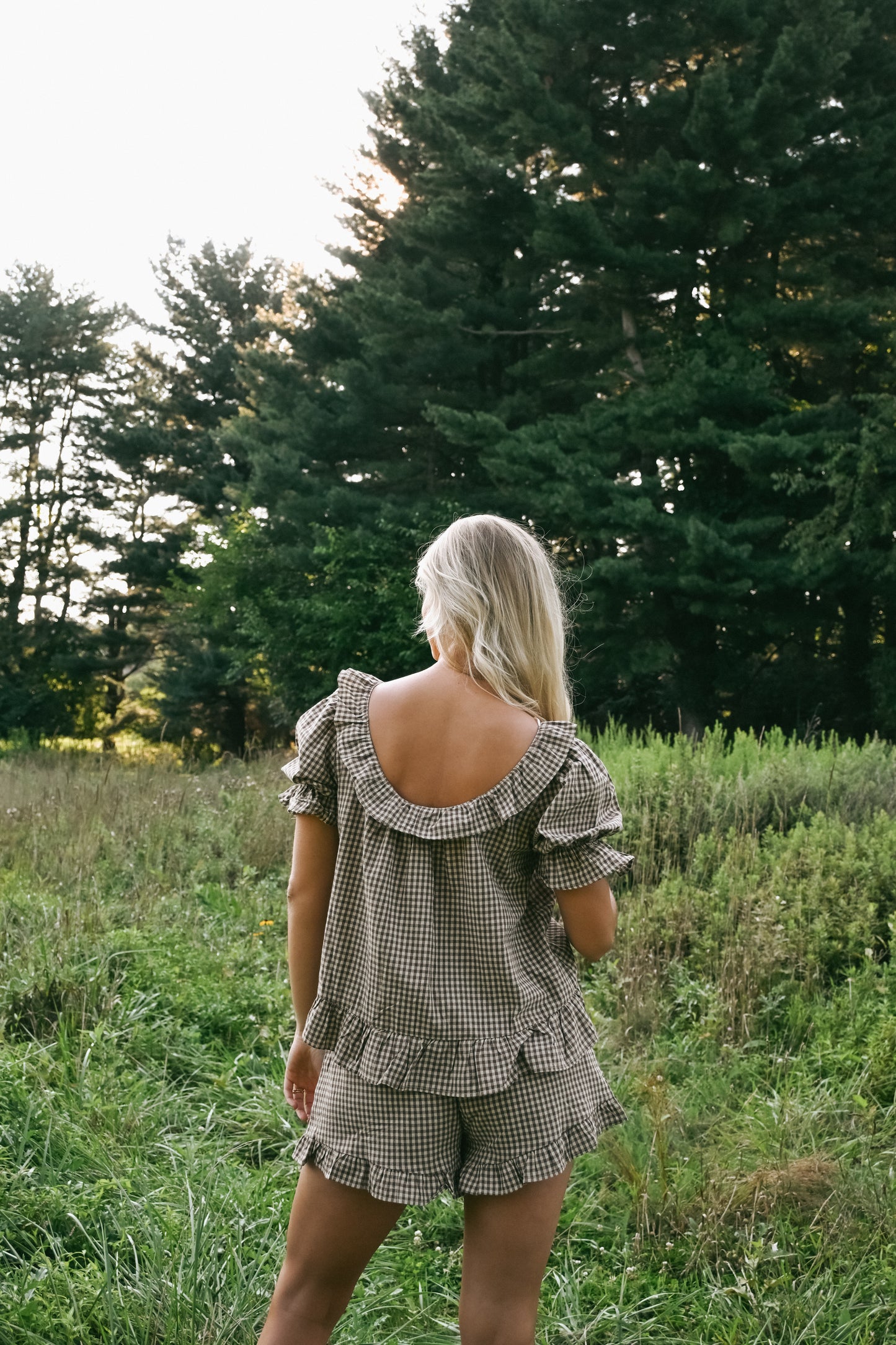 'Kolby' Frill Gingham Top