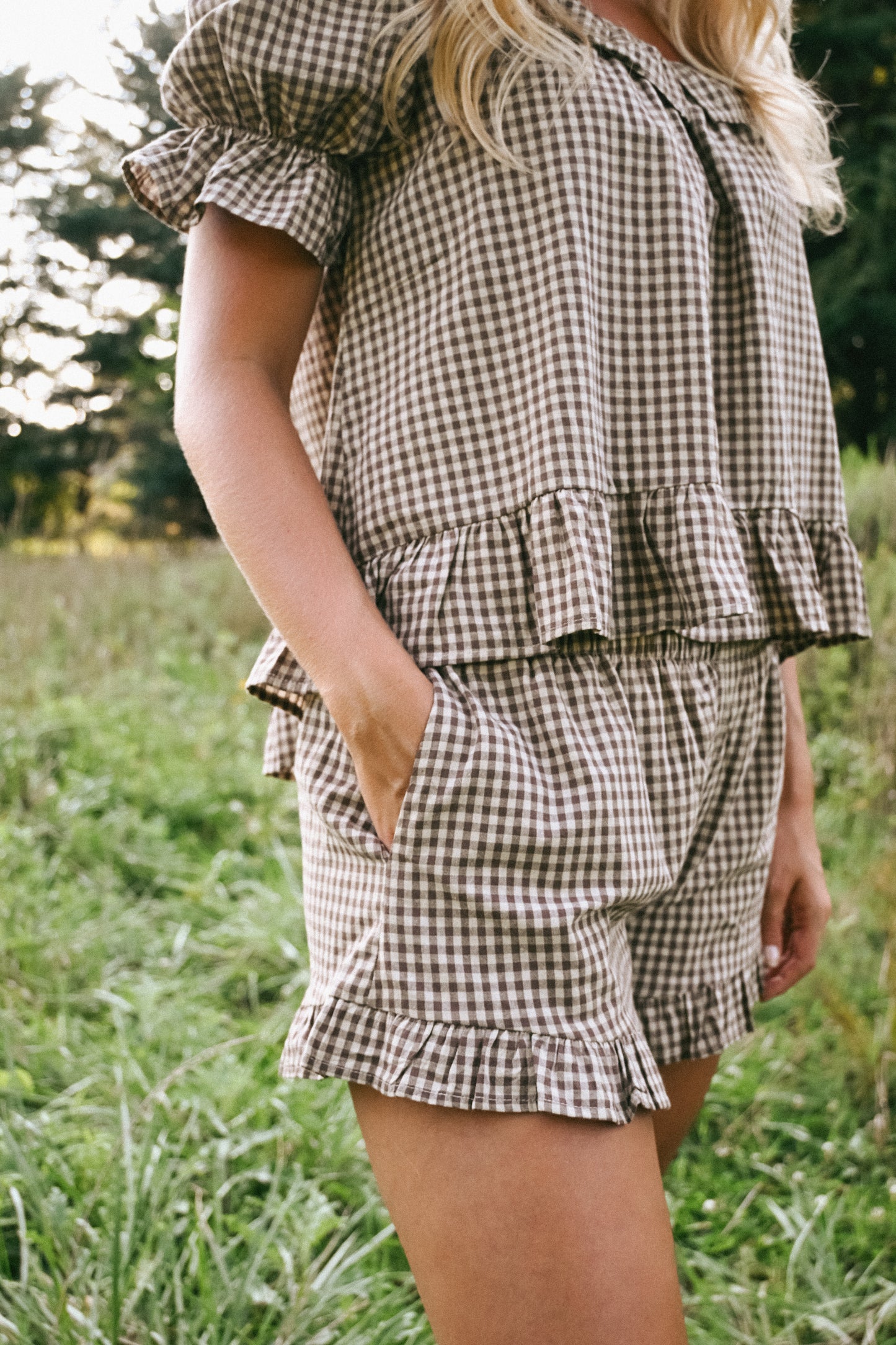 'Kolby' Frill Gingham Shorts
