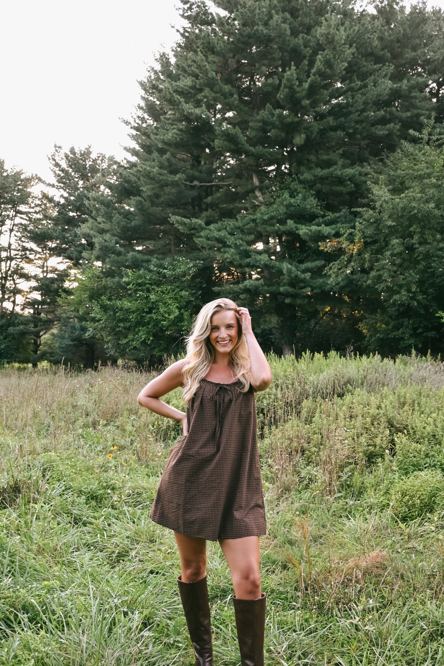 'Gabby' Dress in Chocolate Plaid