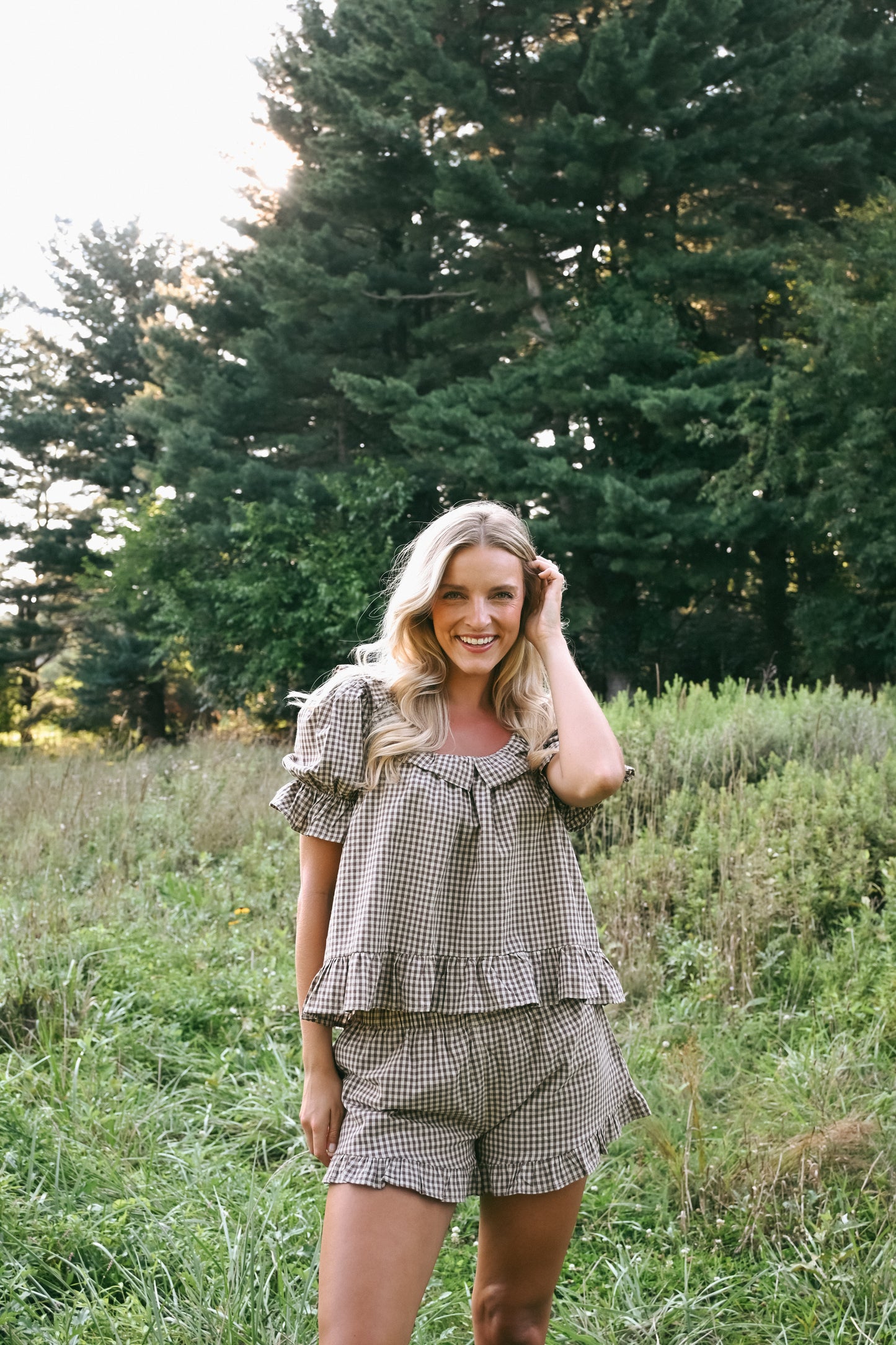'Kolby' Frill Gingham Top