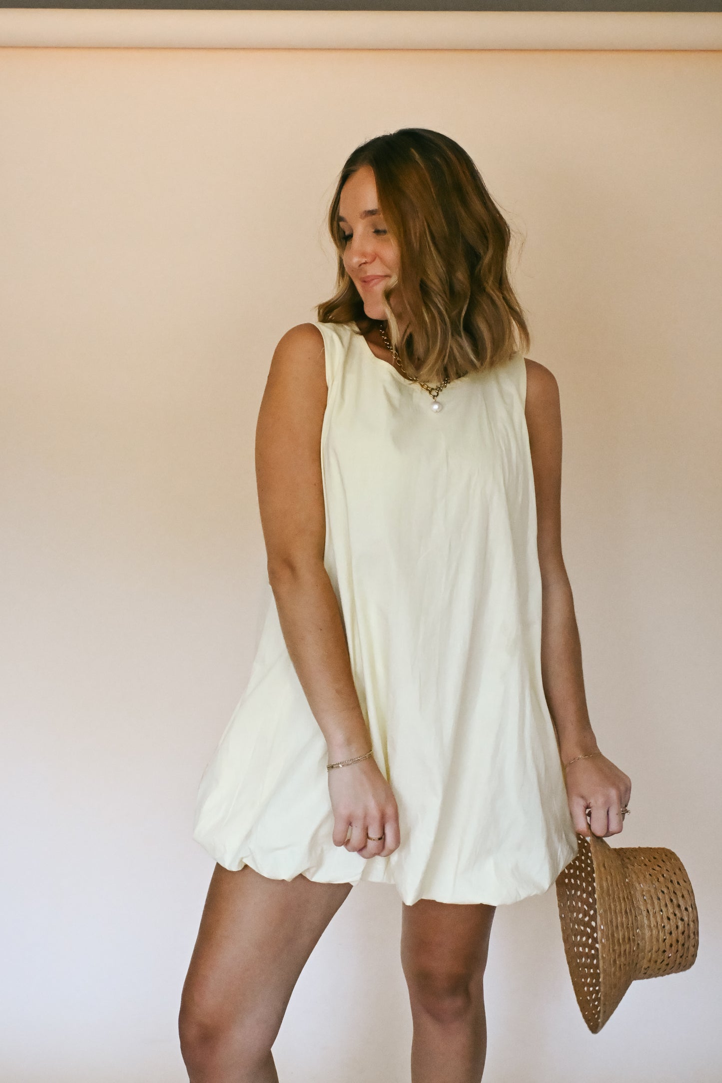 'Aperol' Bubble Dress in Butter Yellow