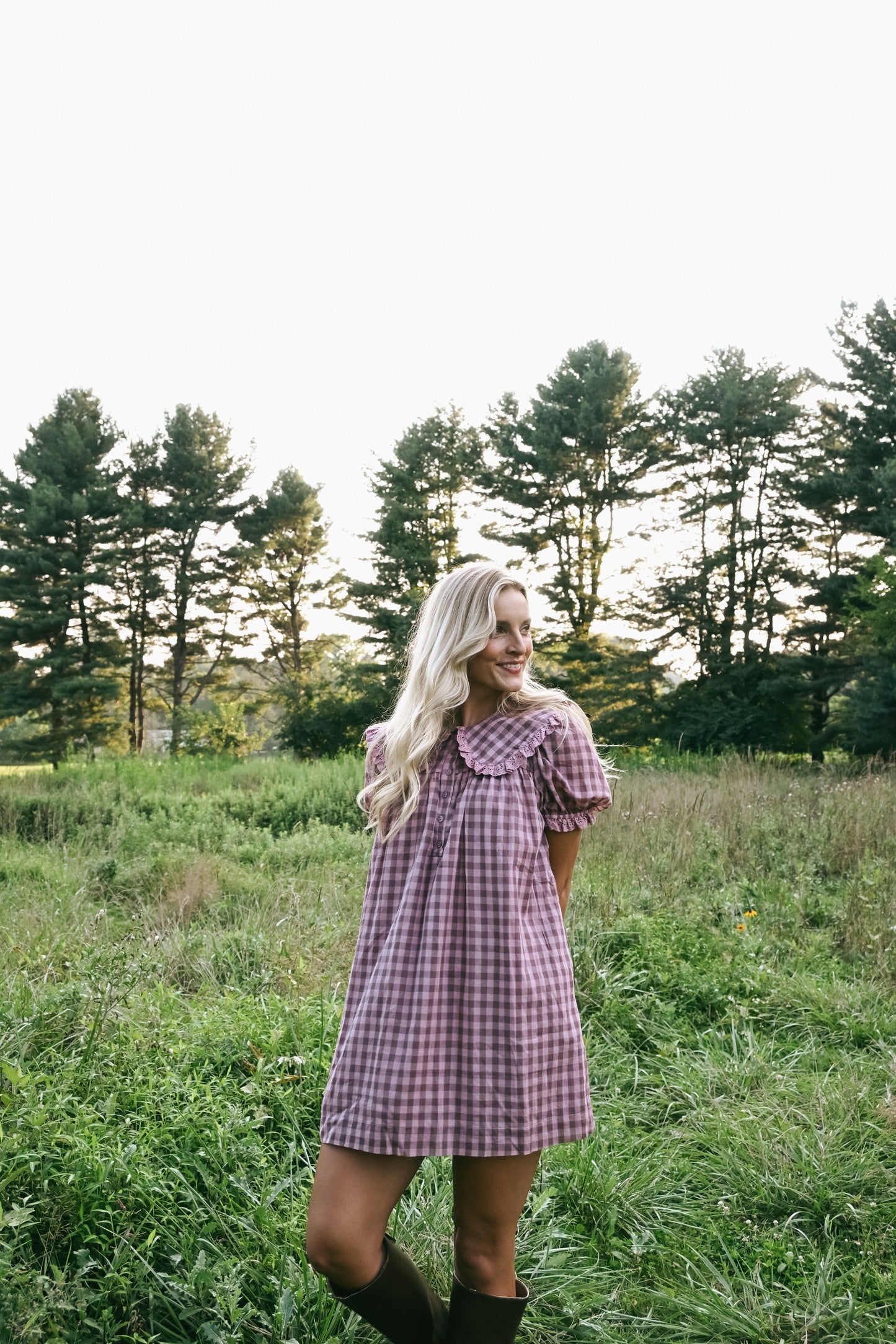 'Jones' Cotton Dress in Mauve