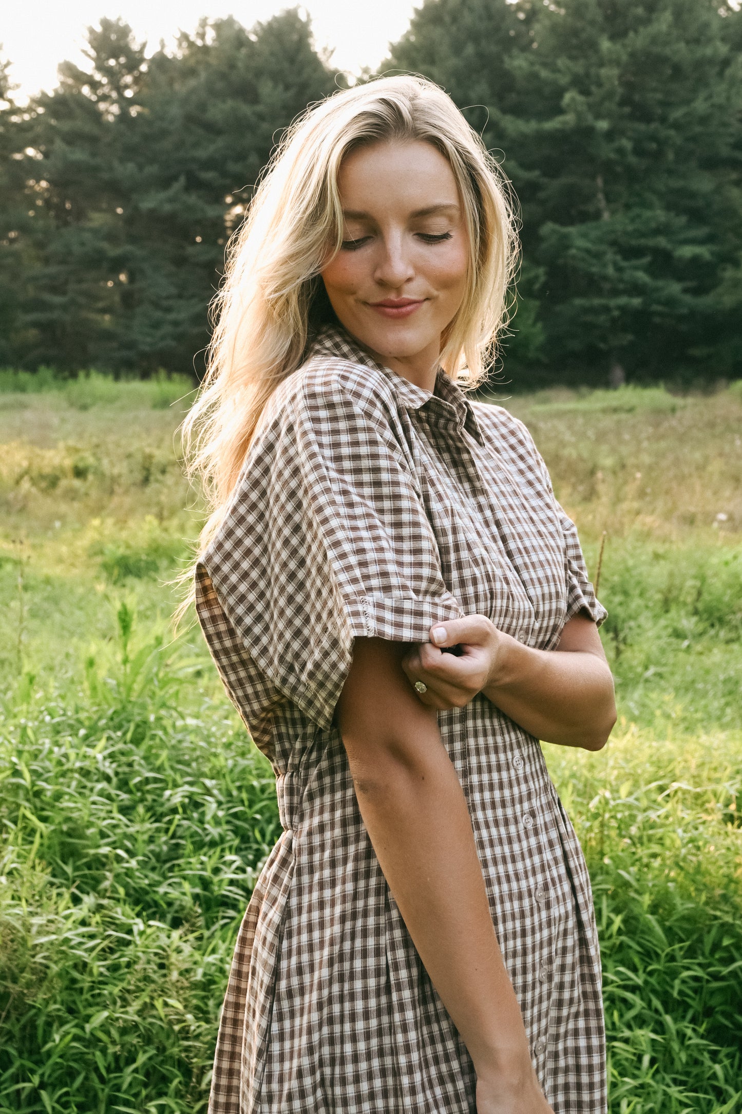 'Kalli' Cotton Dress in Chestnut Plaid
