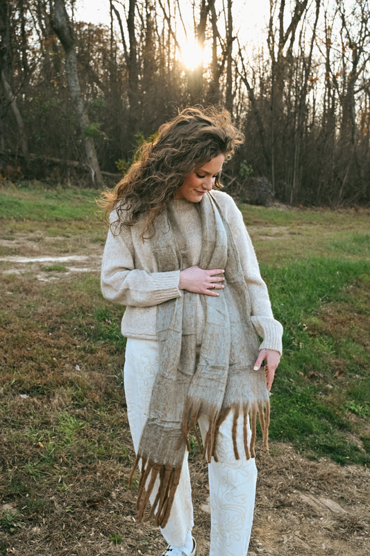 Blanket Scarf in Tan