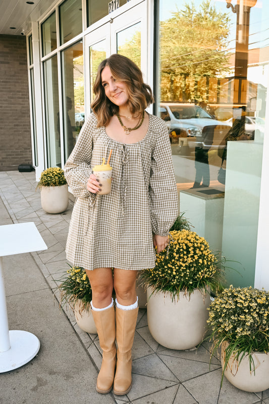 'Porter' Plaid Dress in Olive