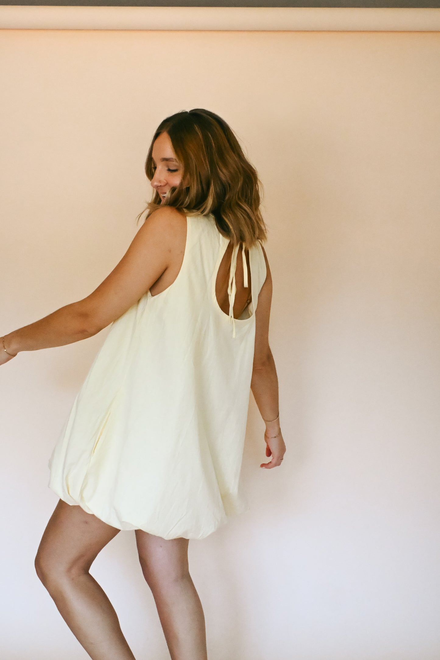 'Aperol' Bubble Dress in Butter Yellow