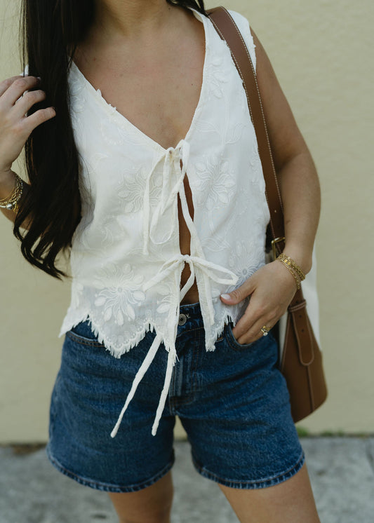 'Terri' Tie Top in Cream
