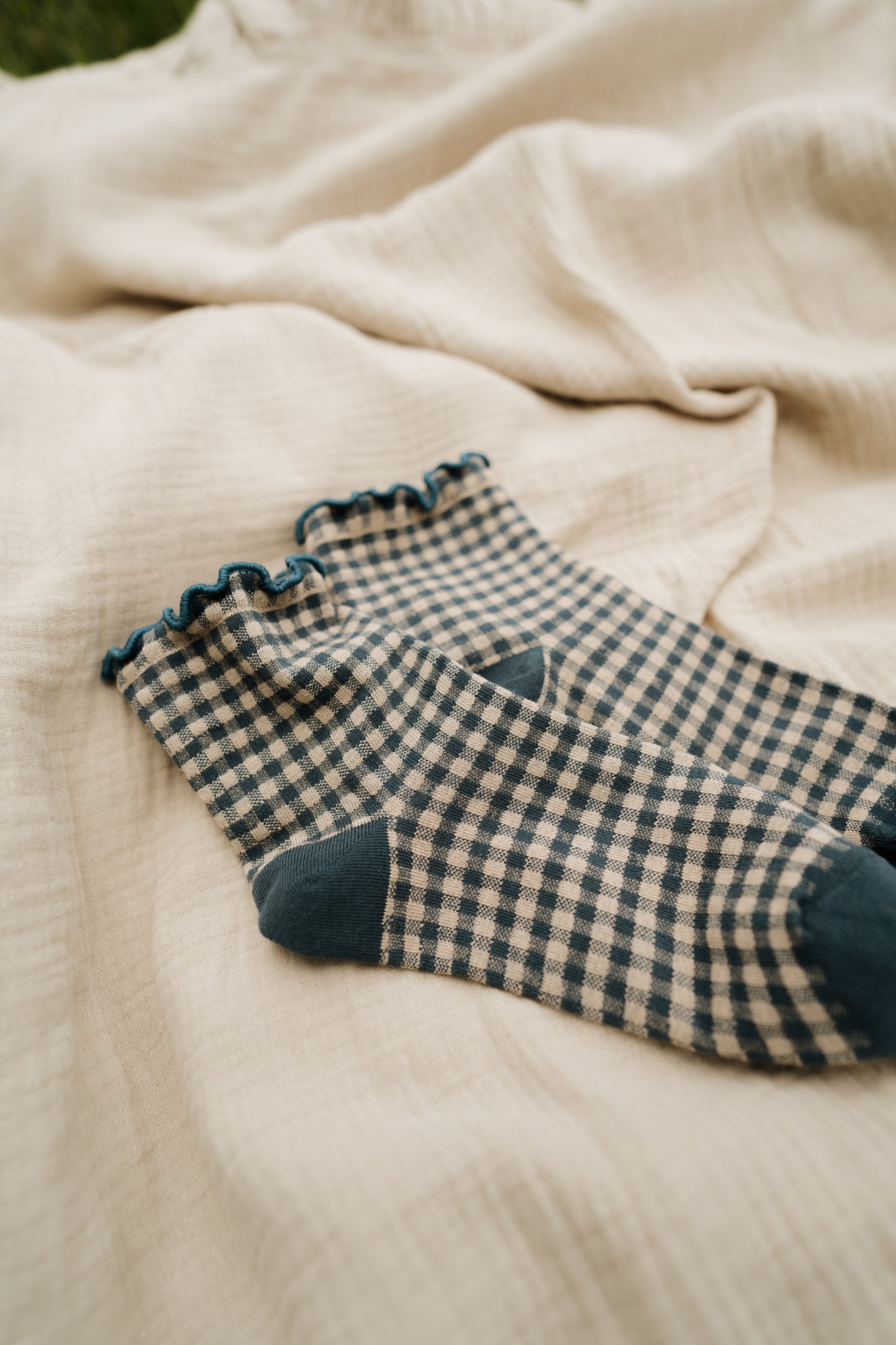 Navy Gingham Socks