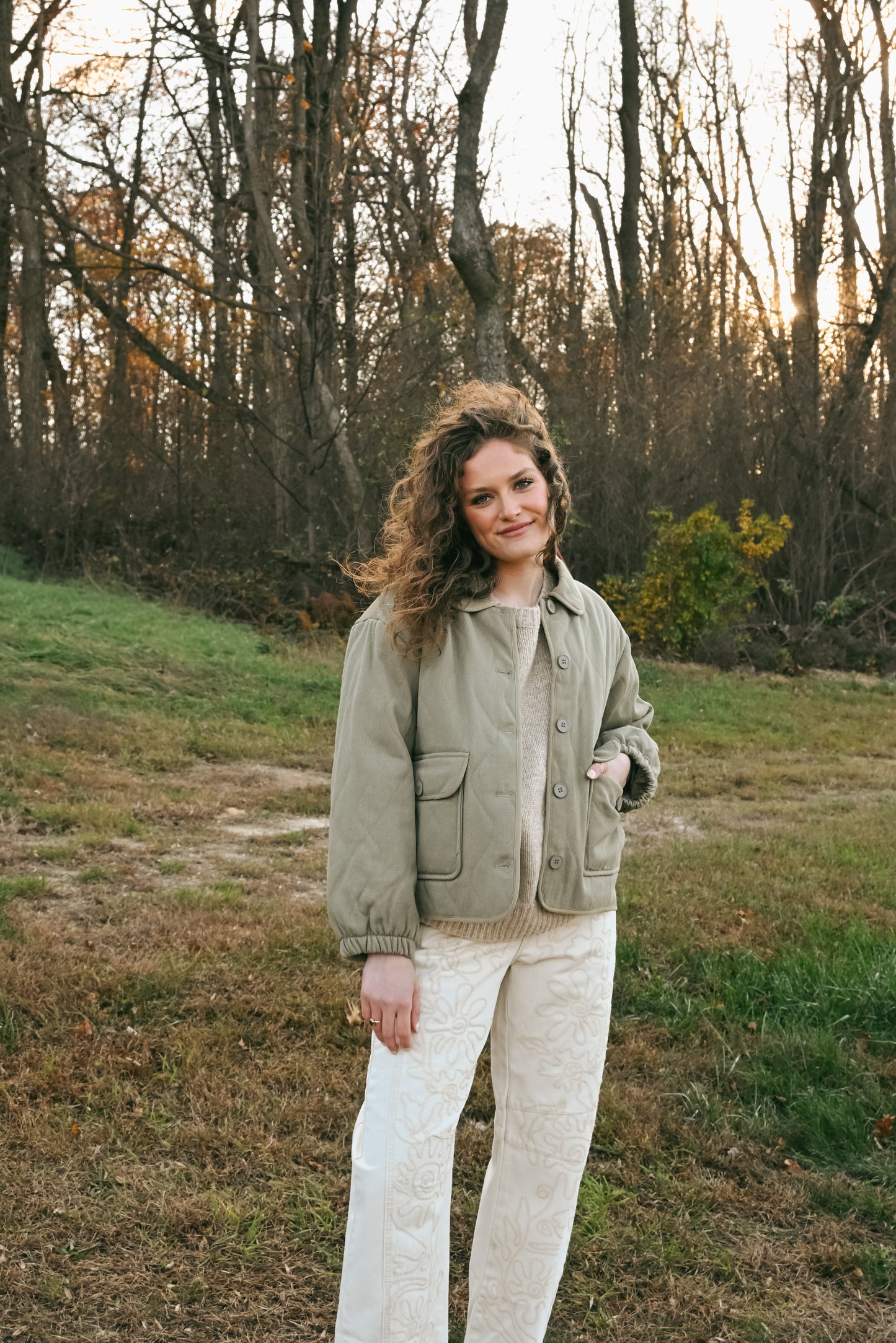 'Aspen' Quilted Jacket in Olive