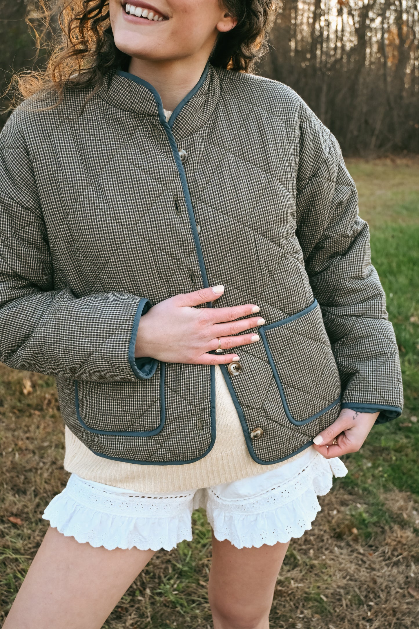 'Ember' Quilted Gingham Jacket