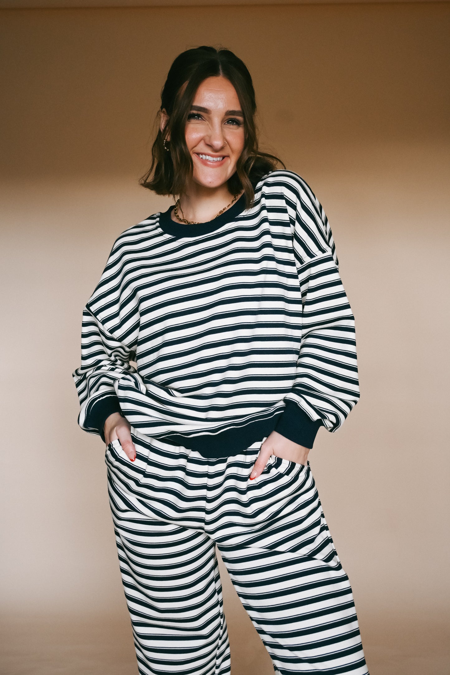 'Malcolm' Set in Navy Stripe