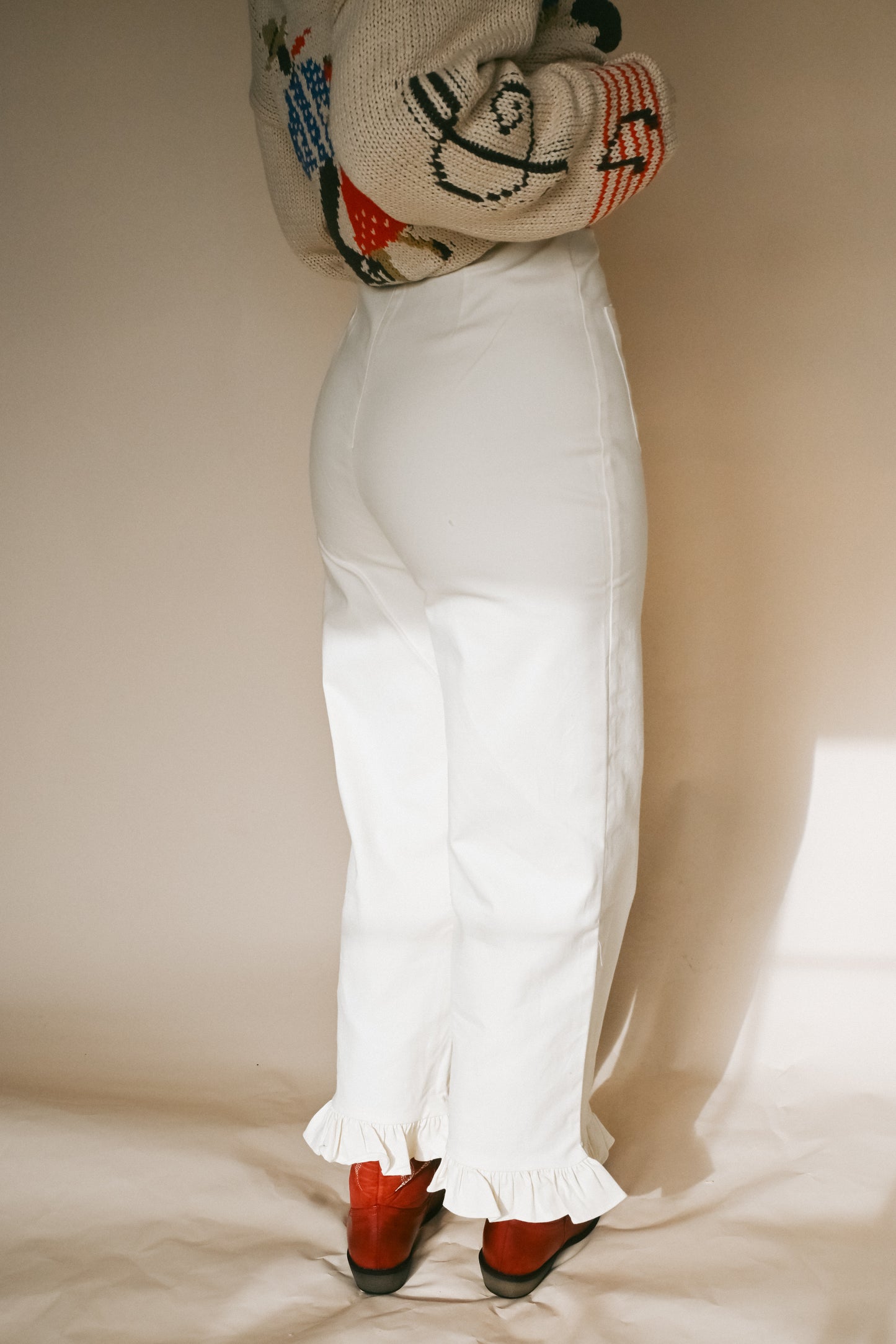 'Harper' Ruffle Pants in Cream