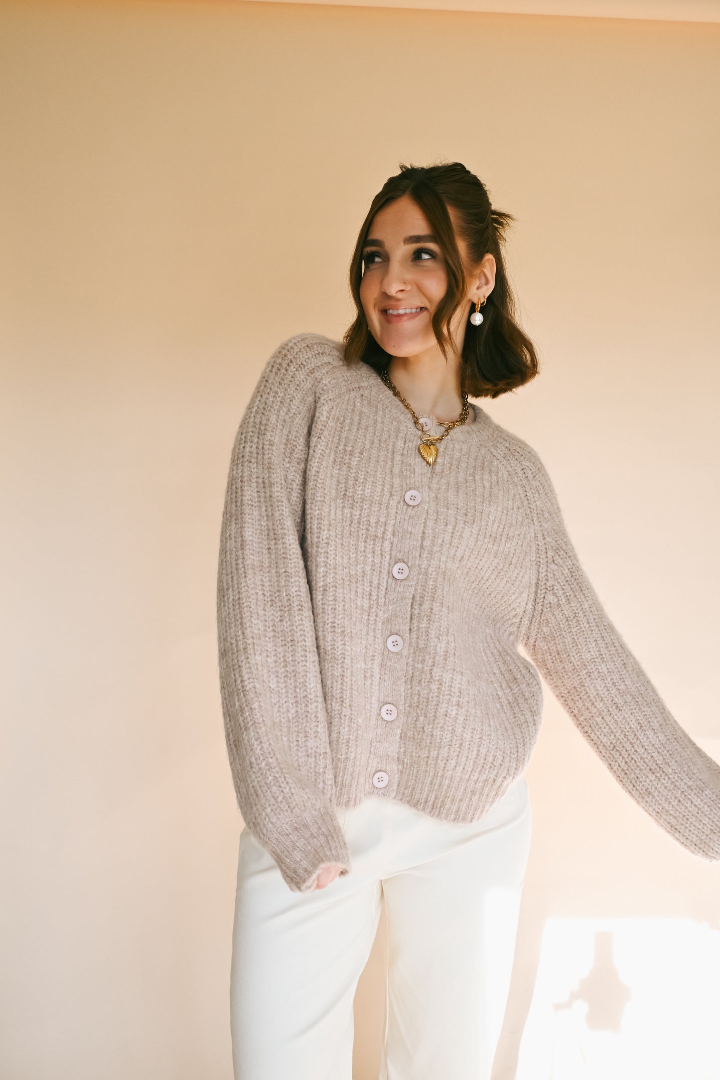 'Mari' Cardigan in Dusty Pink