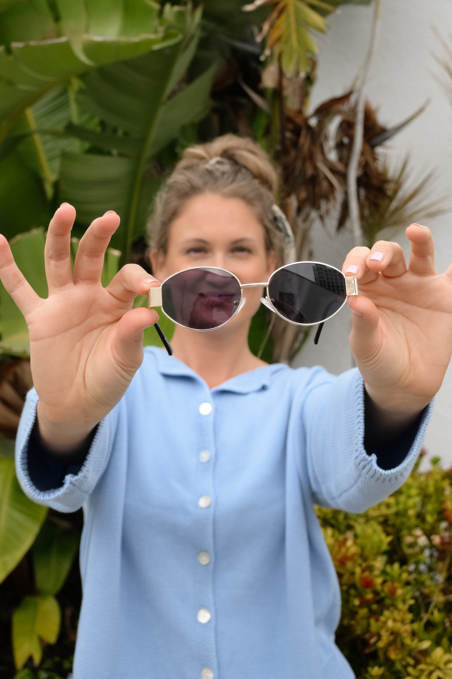 Gold Oval Sunglasses