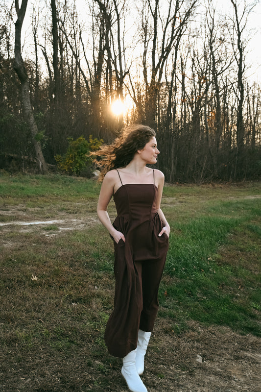 'Aurora' Midi Dress in Chocolate