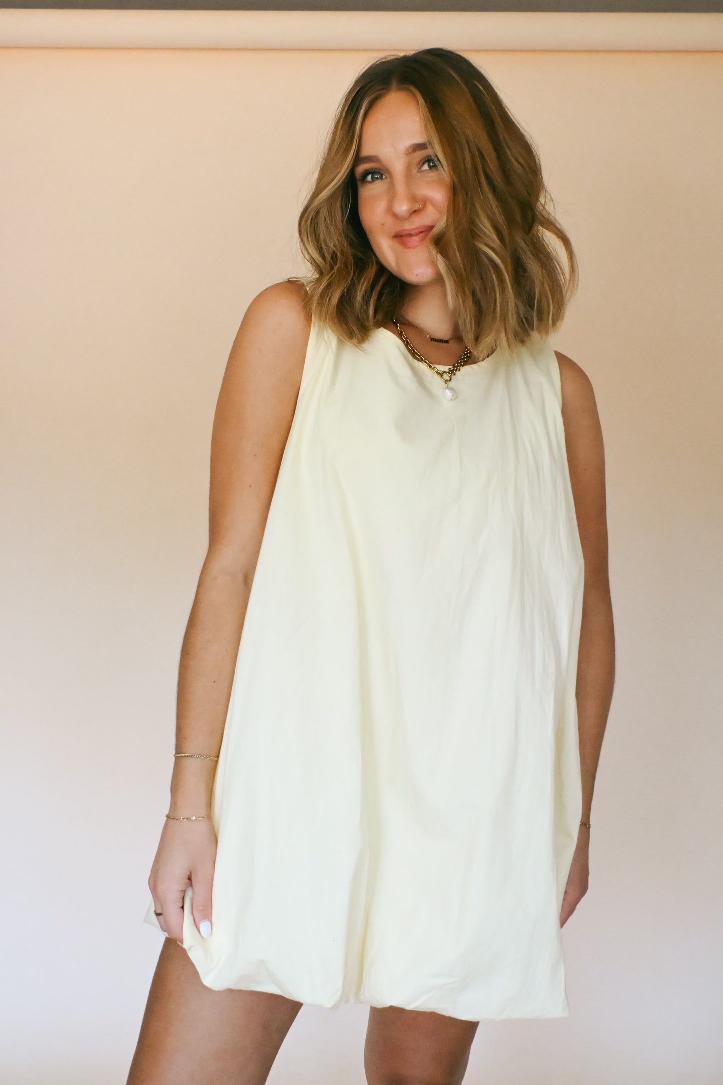 'Aperol' Bubble Dress in Butter Yellow