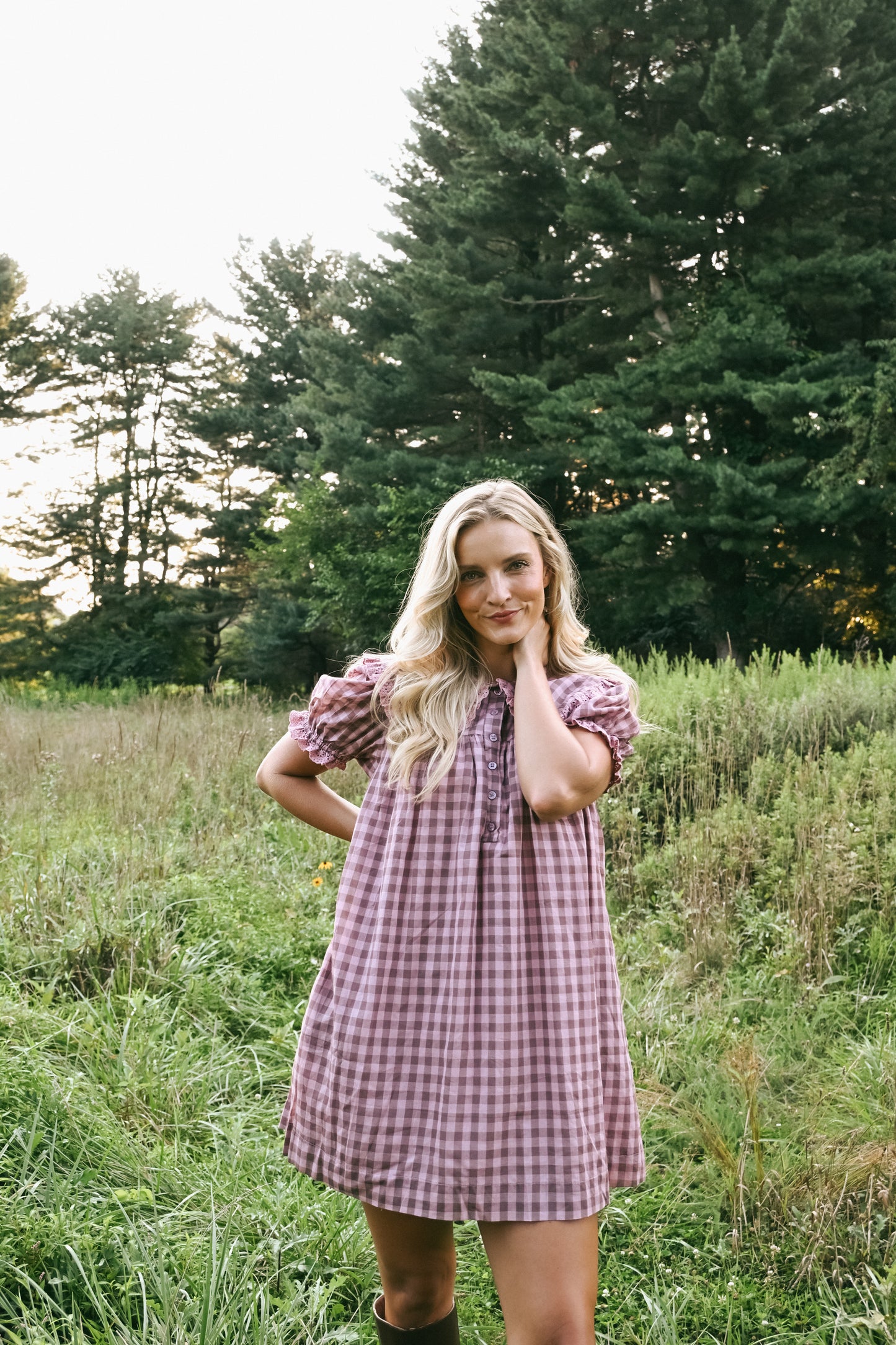 'Jones' Cotton Dress in Mauve